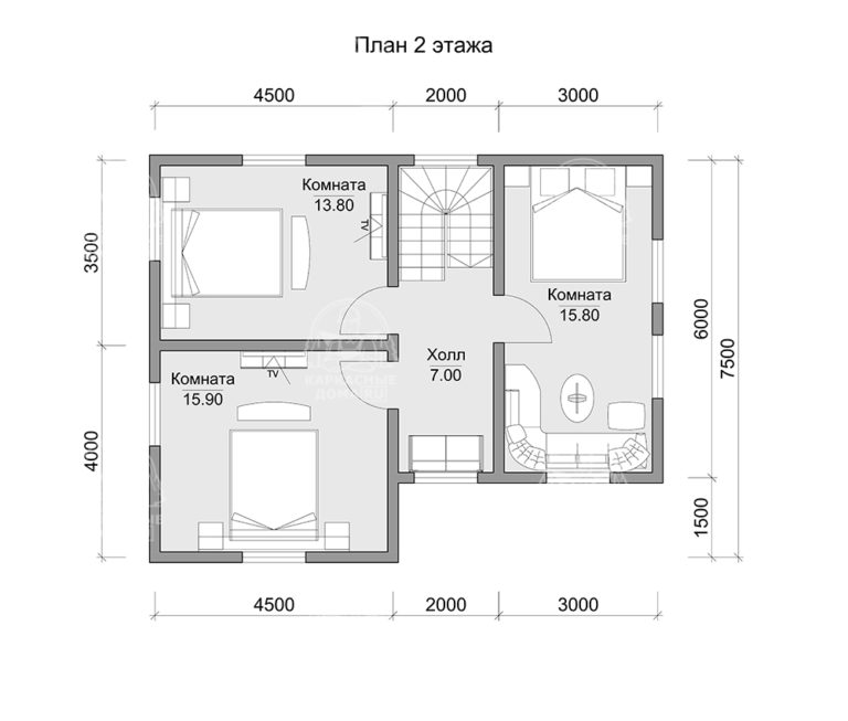 планировка каркасного дома 12,5x8,5