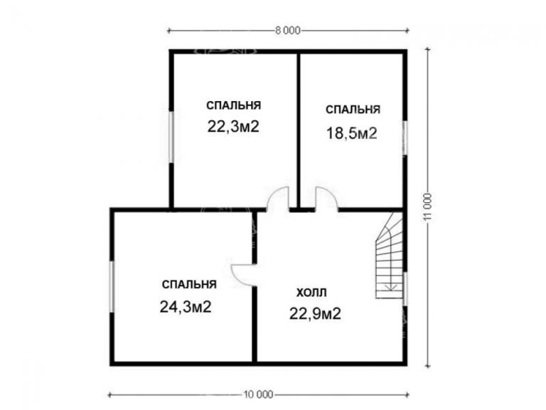 каркасный дом 11x10 Хризоколла планировка 