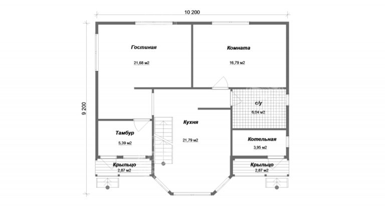 каркасный дом 10,2x9,2 Шерл планировка 