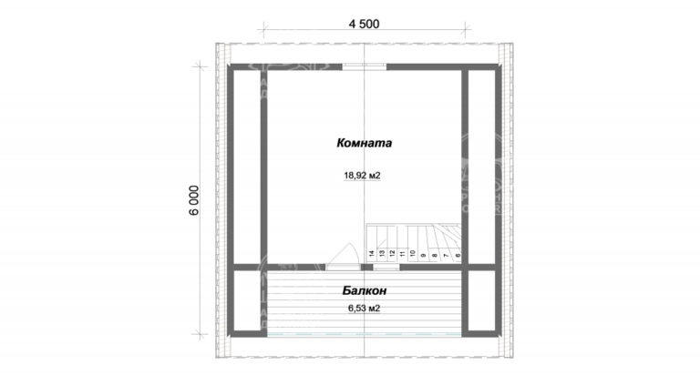 каркасный дом 6x6 Хризоберилл планировка 