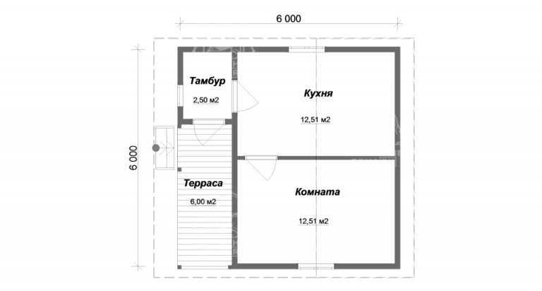 планировка каркасного дома 6x6 Аметрин