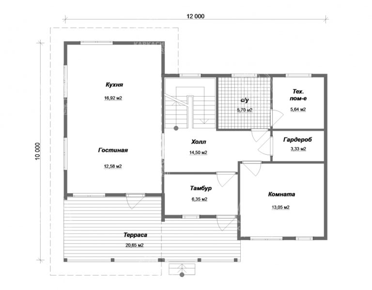 планировка каркасного дома 12x10 Эльбаит