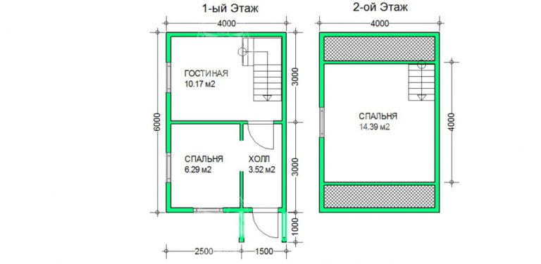планировка каркасного дома 6x4