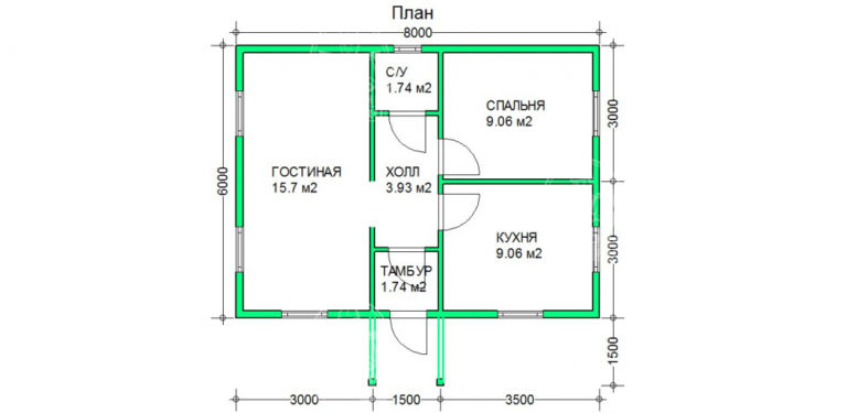 планировка каркасного дома 7,5x8 Хризопраз